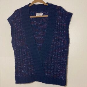 Vintage Blue Sweater Vest | Size L | Chunky | Oversized | Retro Academia